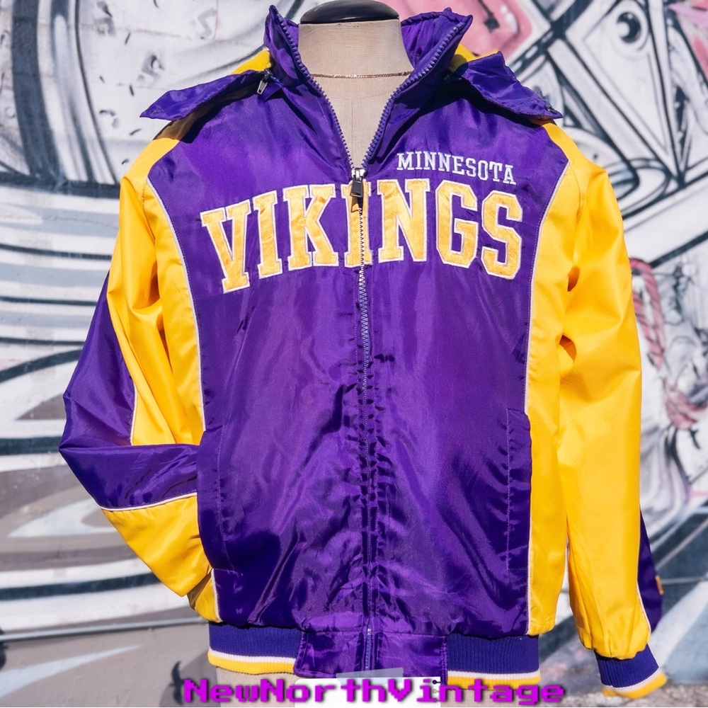 MINNESOTA VIKINGS NFL Vintage Puffer Jacket Size Medium | Zip Off Hood